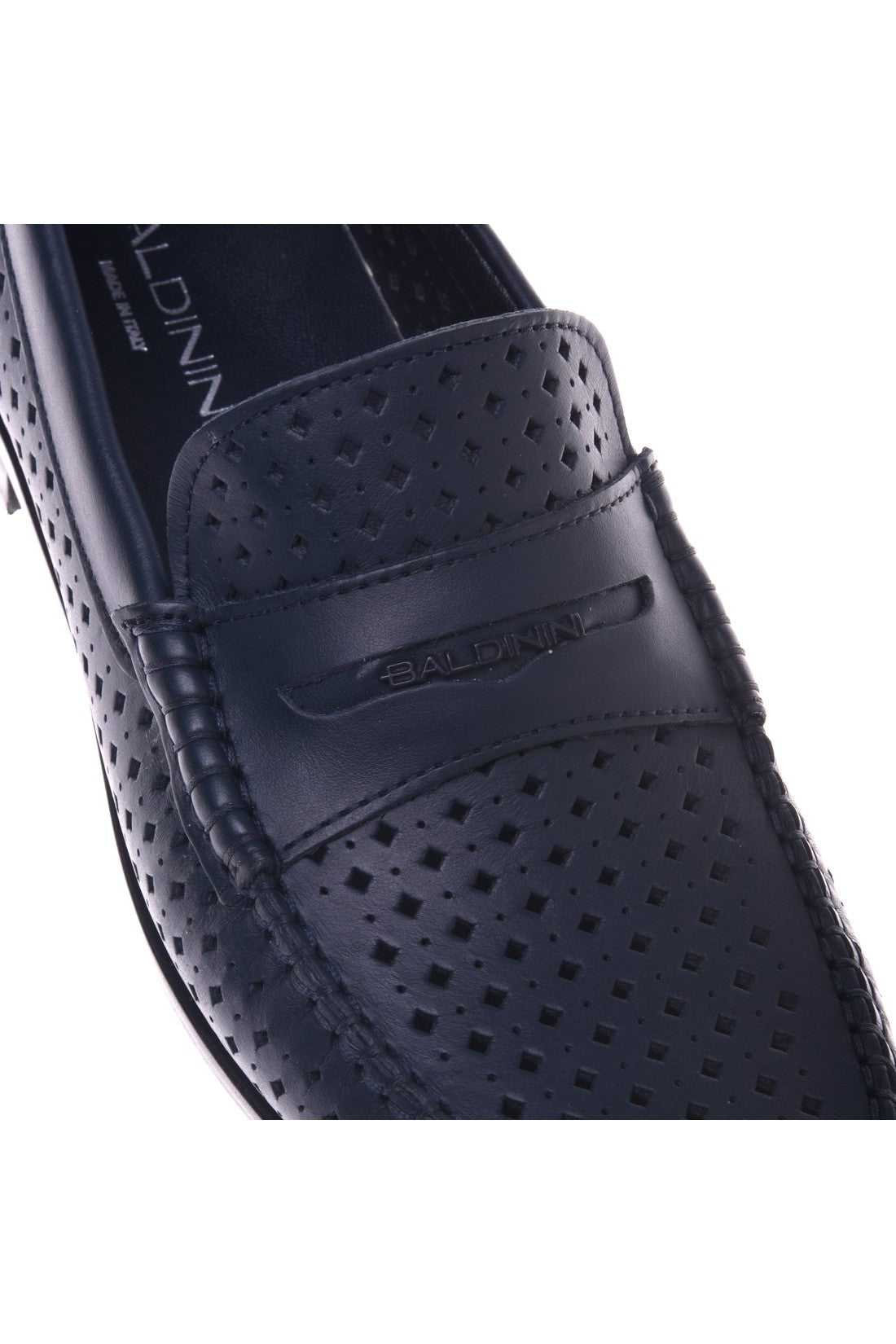 Loafer in blue perforated calfskin