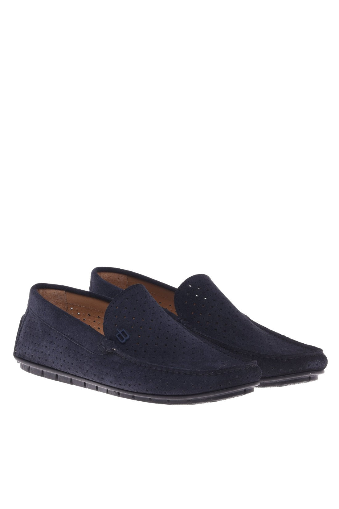 Loafer in blue perforated suede