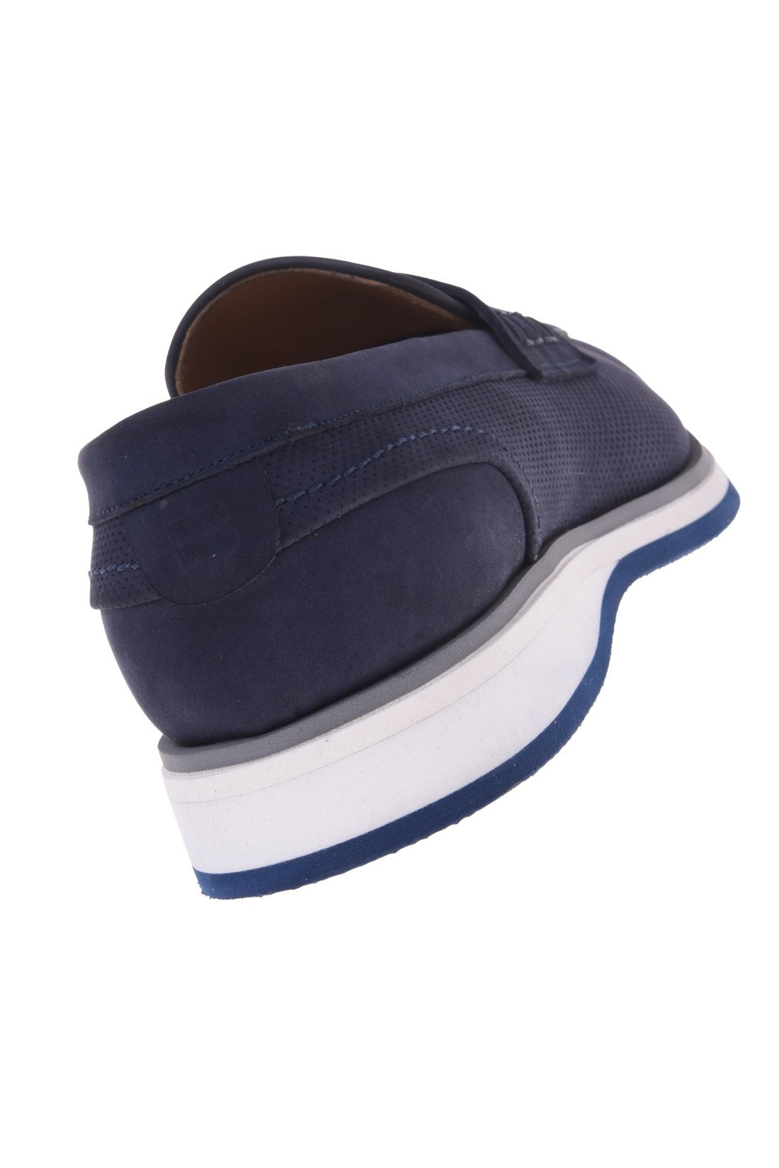 Loafer in denim perforated nubuck