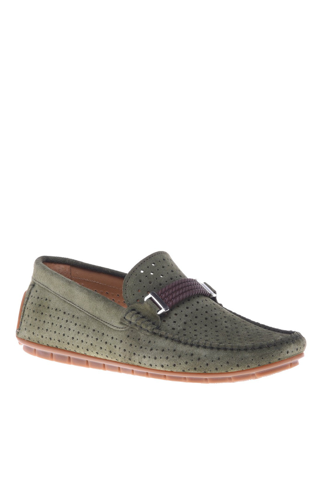 Loafer in green perforated suede