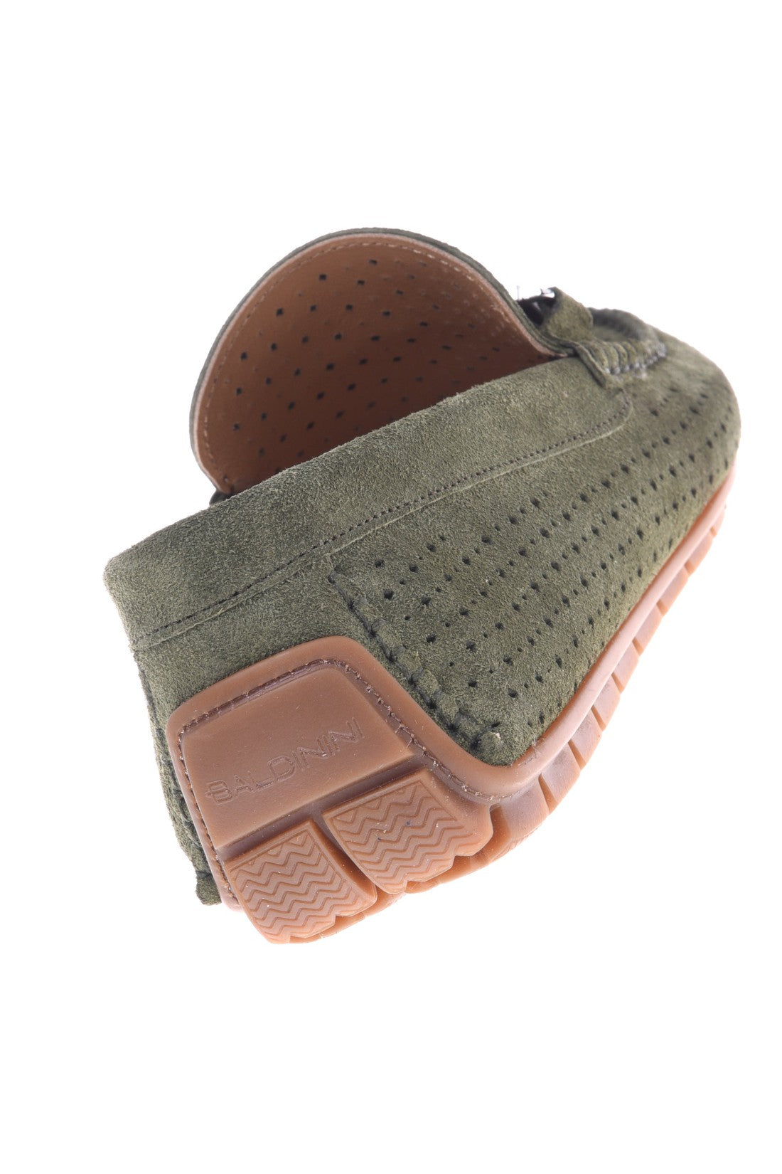 Loafer in green perforated suede