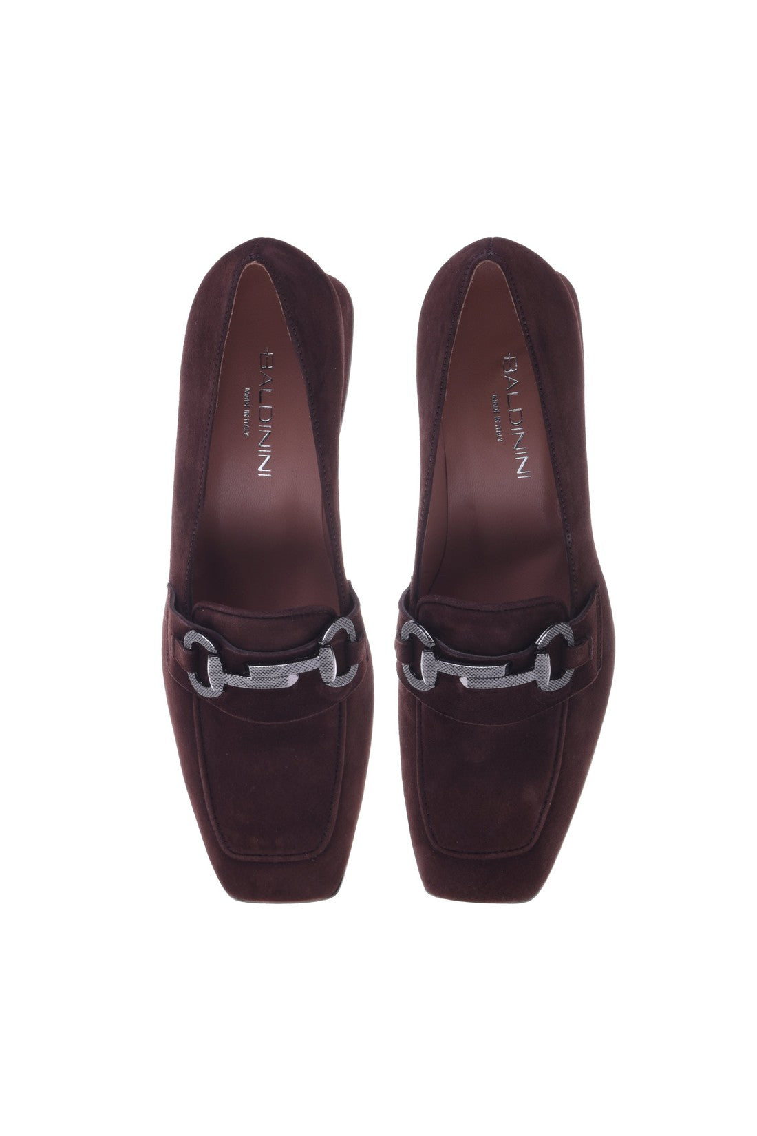 Loafer with heel in dark brown suede