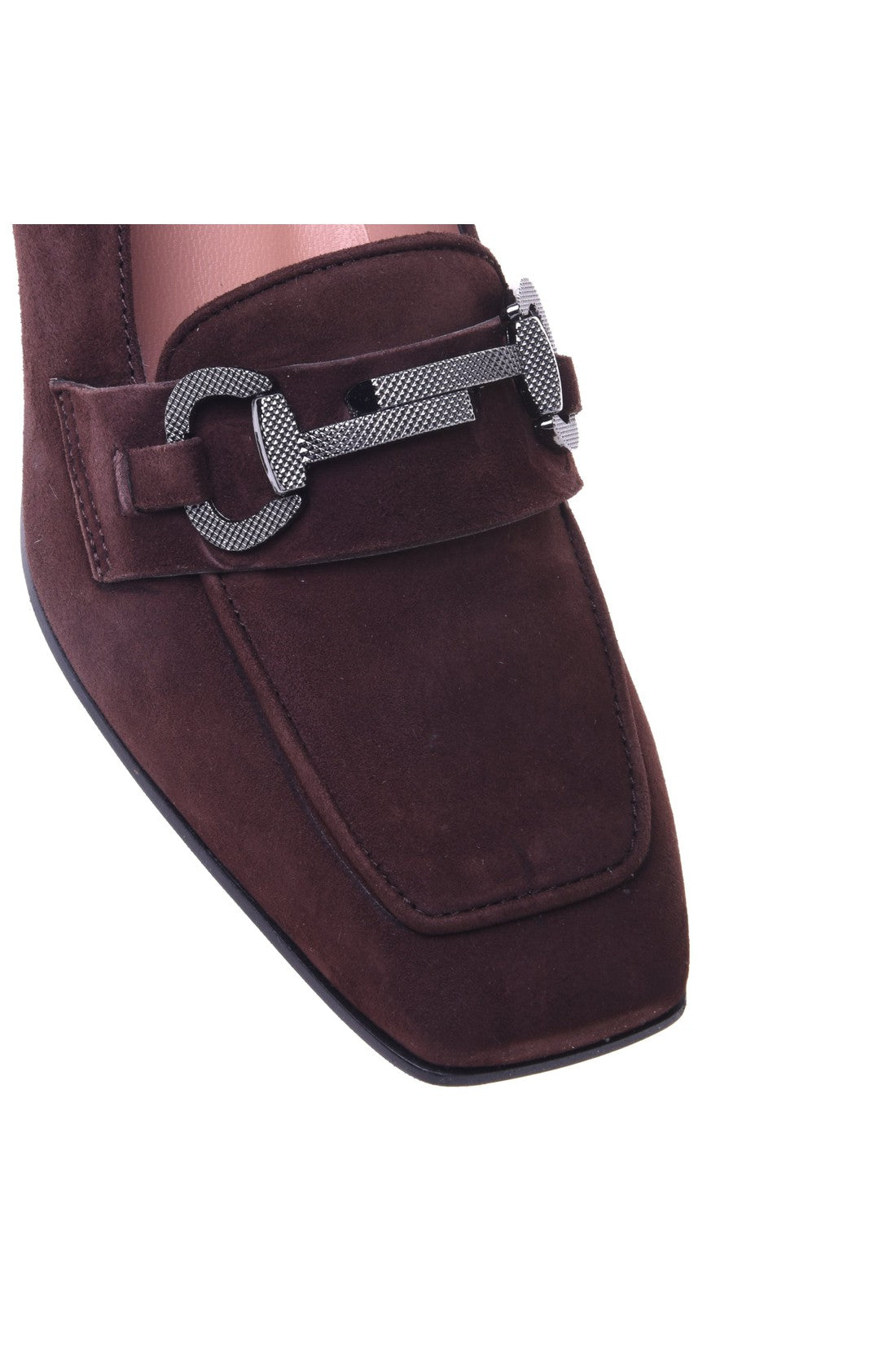 Loafer with heel in dark brown suede