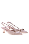 Patent slingbacks in taupe