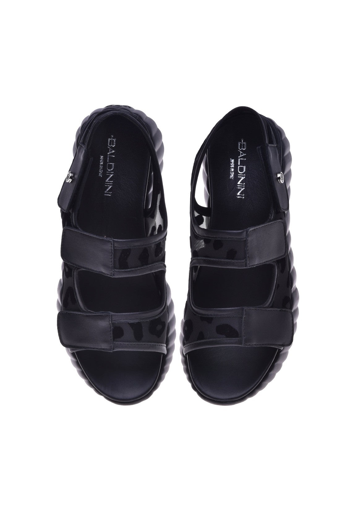 Sandal in black nappa leather and lace