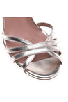 Sandal in laminated platinum nappa leather