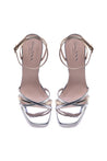 Sandal in silver and gold laminated calfskin