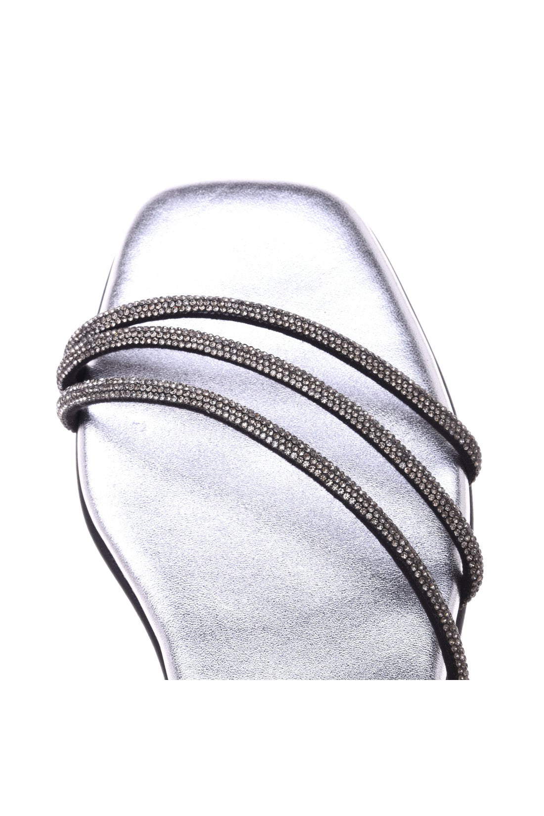 Sandal in silver laminated nappa leather