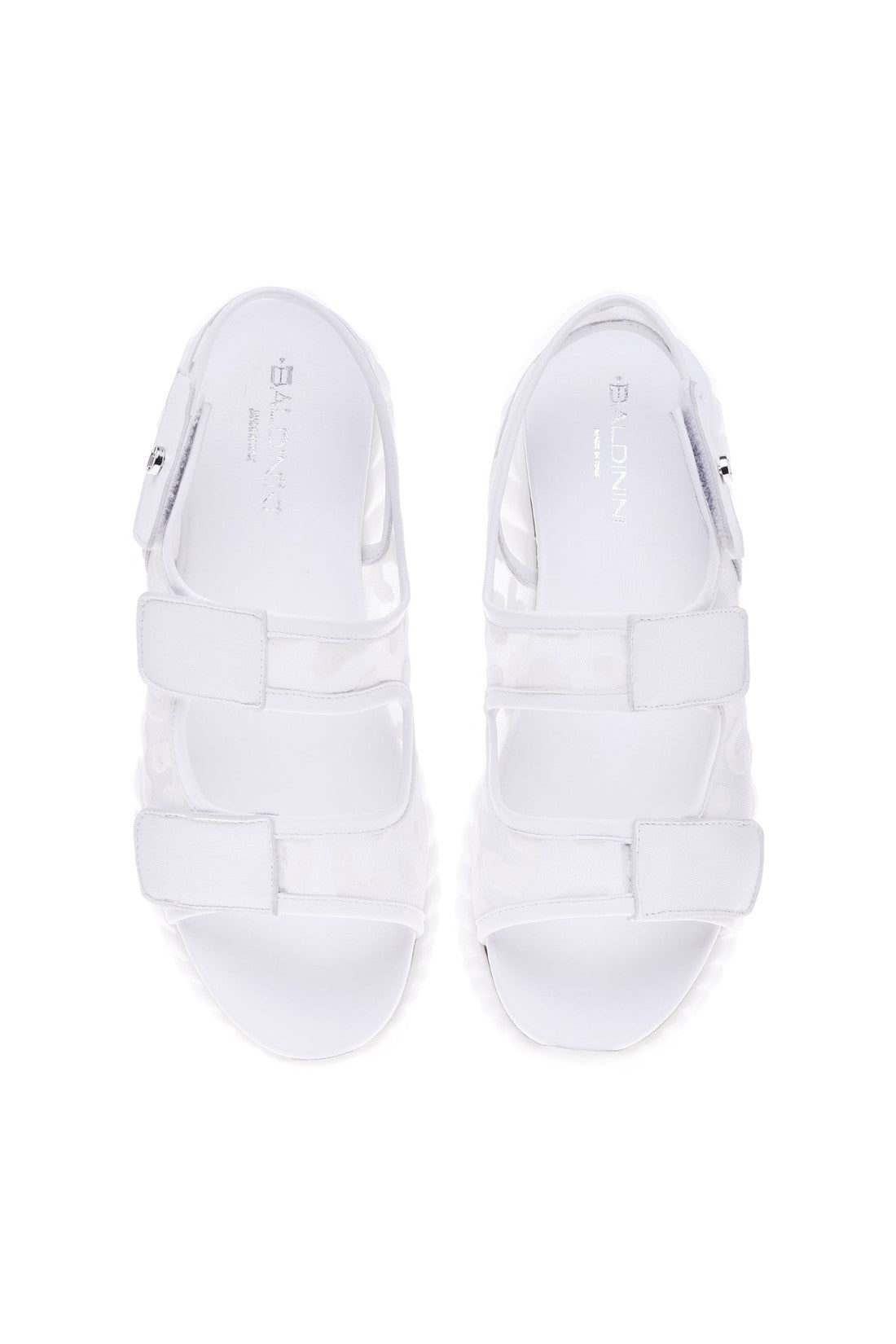 Sandal in white nappa leather and lace