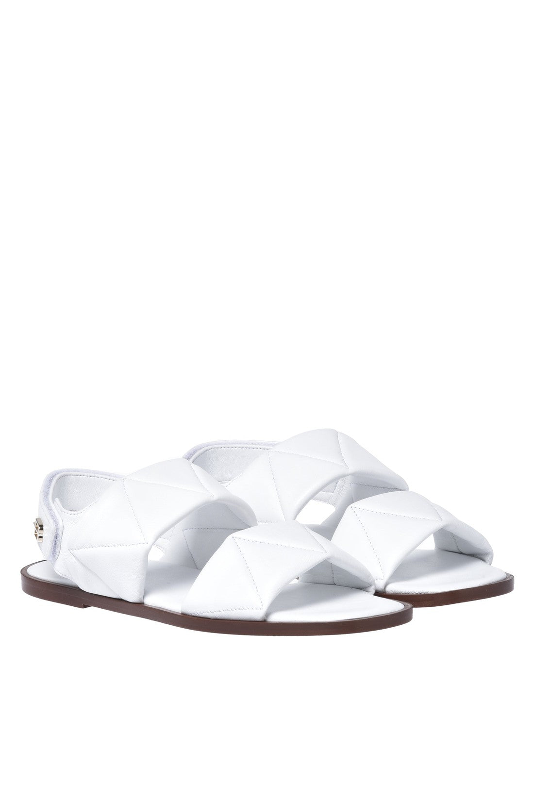 Sandal in white quilted leather