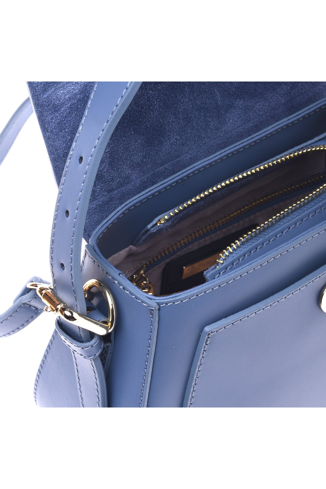 Shoulder bag in blue calfskin
