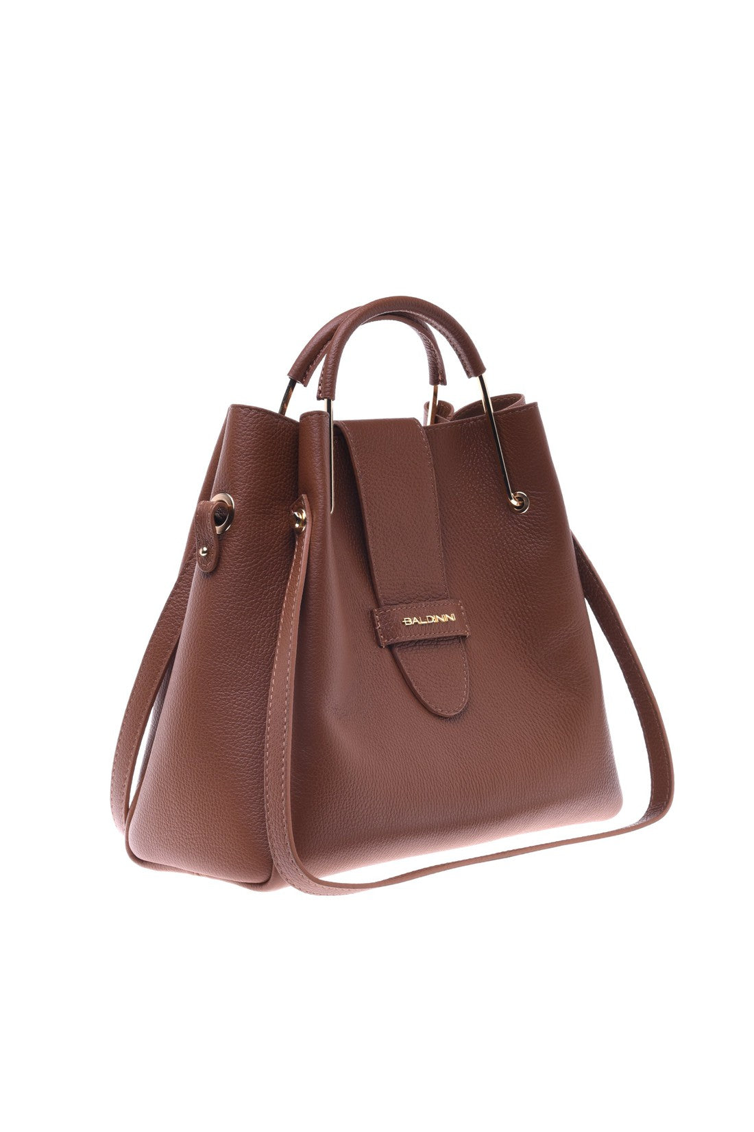 Shoulder bag in tan tumbled leather