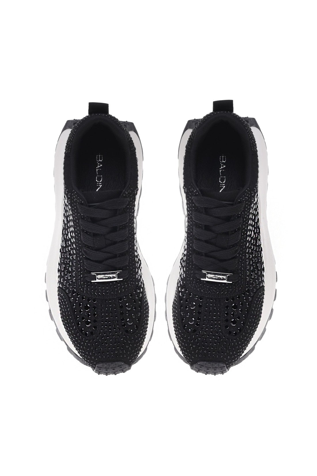 Sneaker in black suede with rhinestones