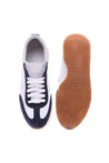 Sneaker in blue and white suede and calfskin