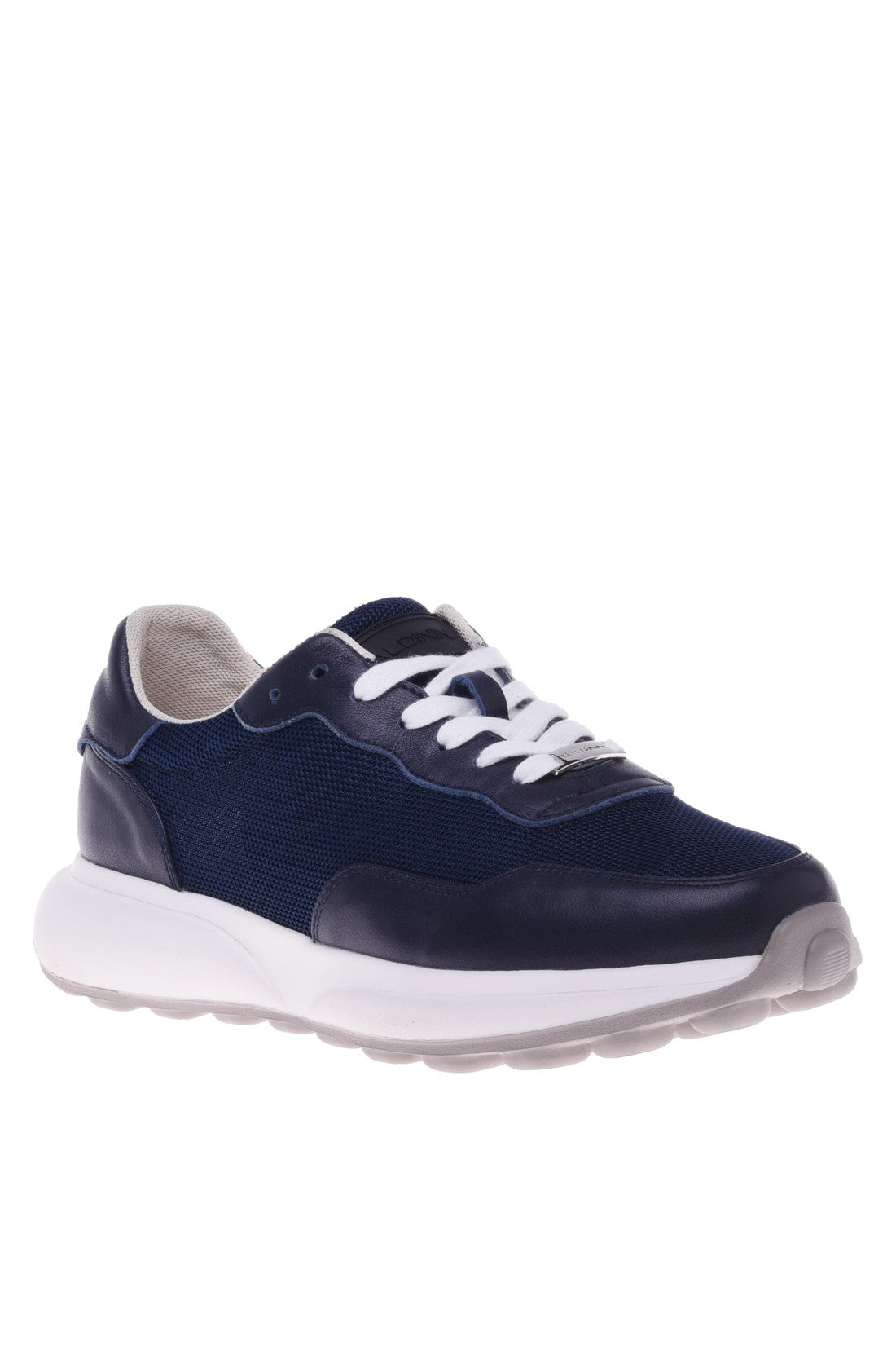 Sneaker in blue calfskin and fabric