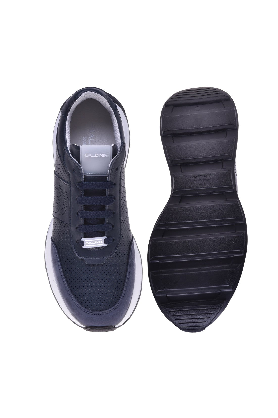 Sneaker in blue perforated calfskin