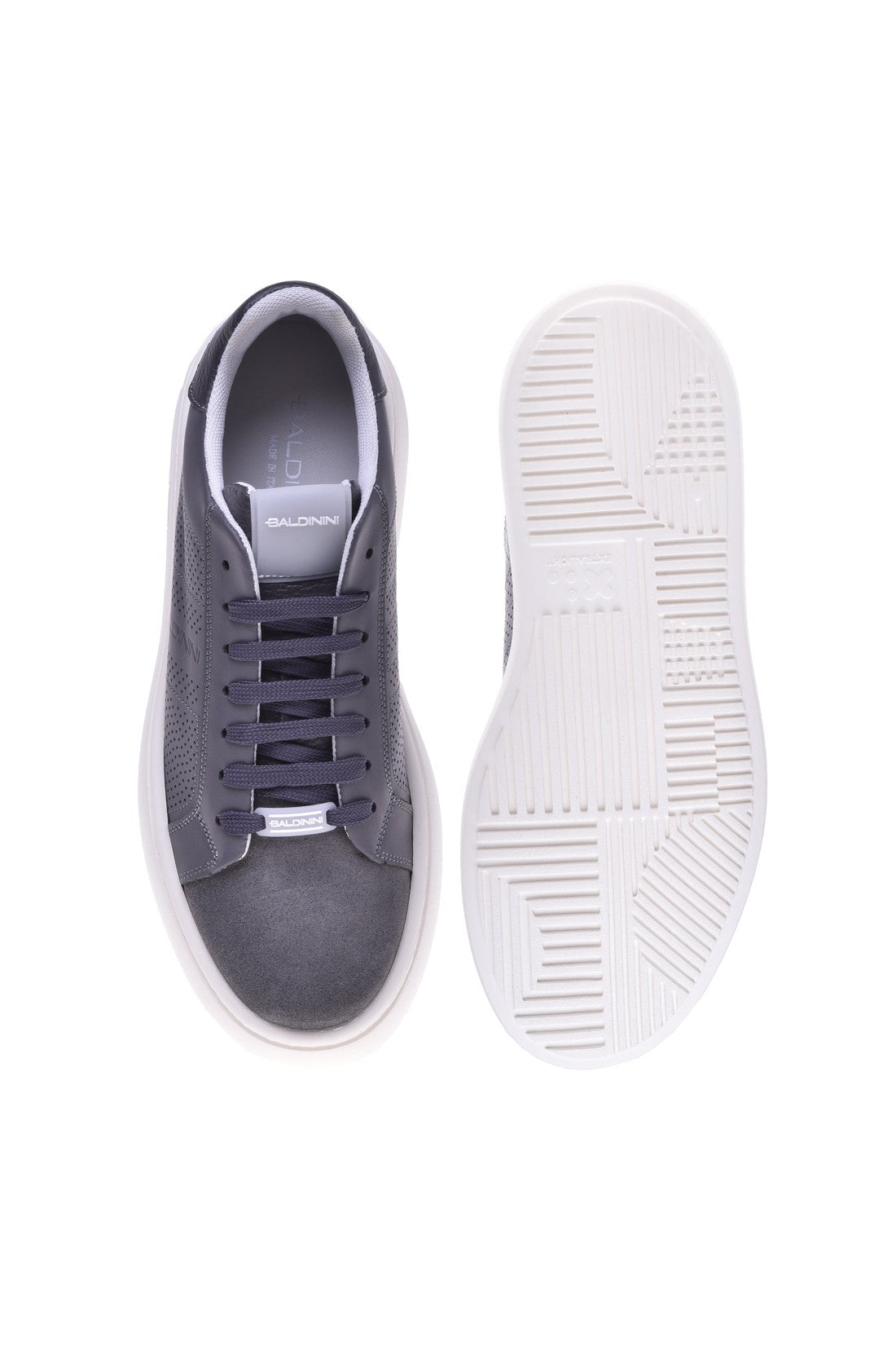 Sneaker in grey suede and calfskin