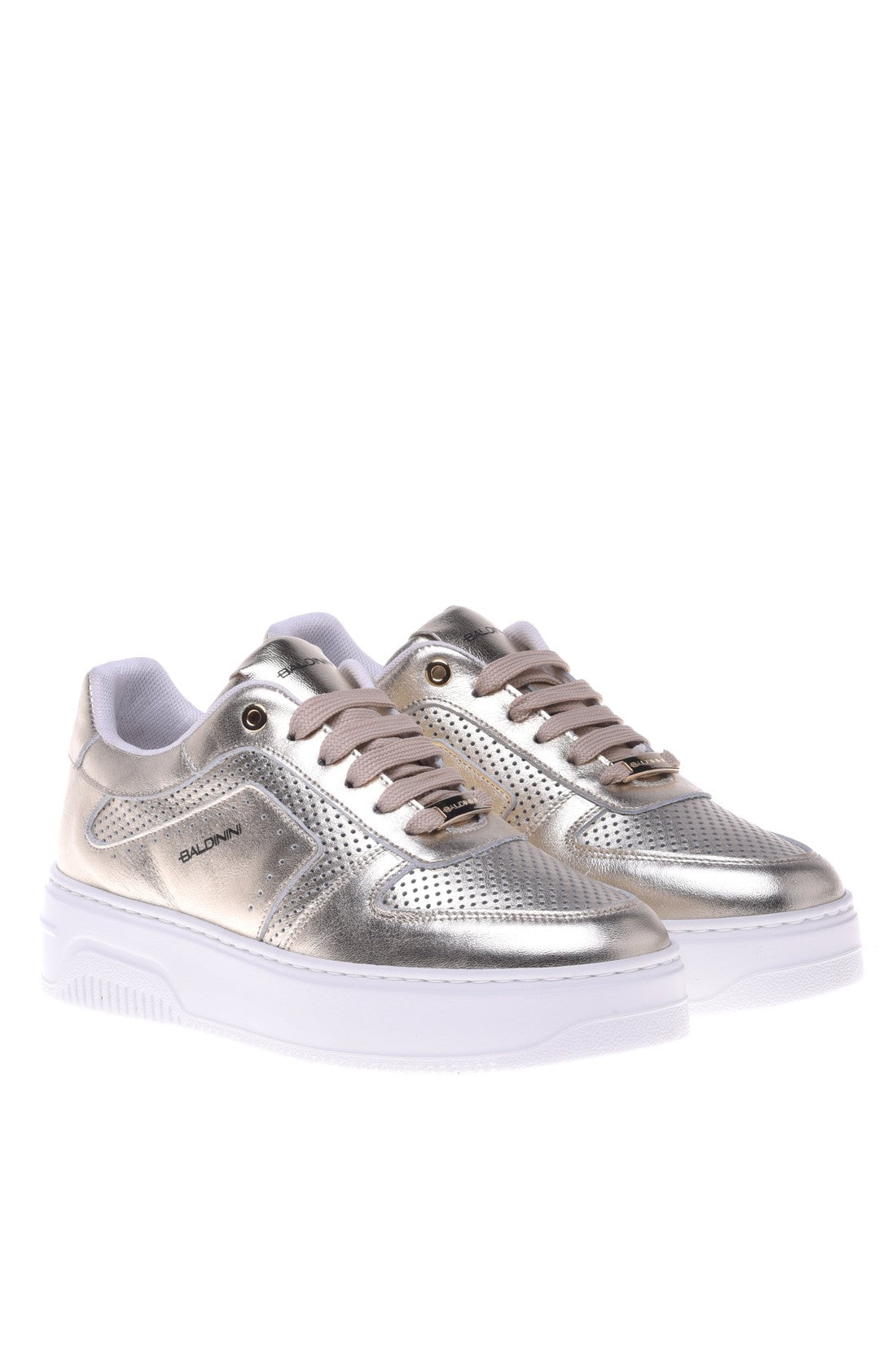 Sneaker in platinum perforated suede