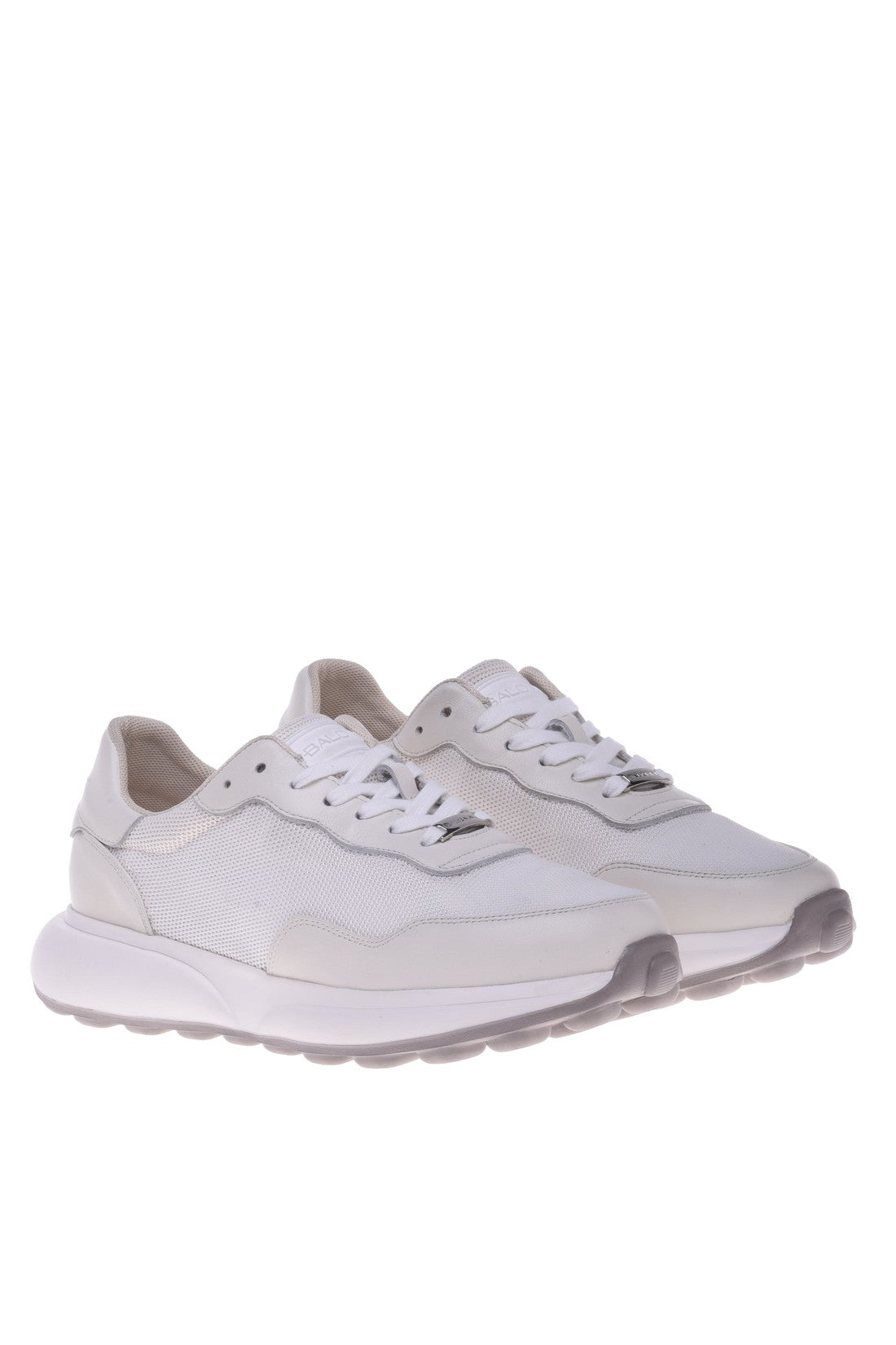 Sneaker in white calfskin and fabric