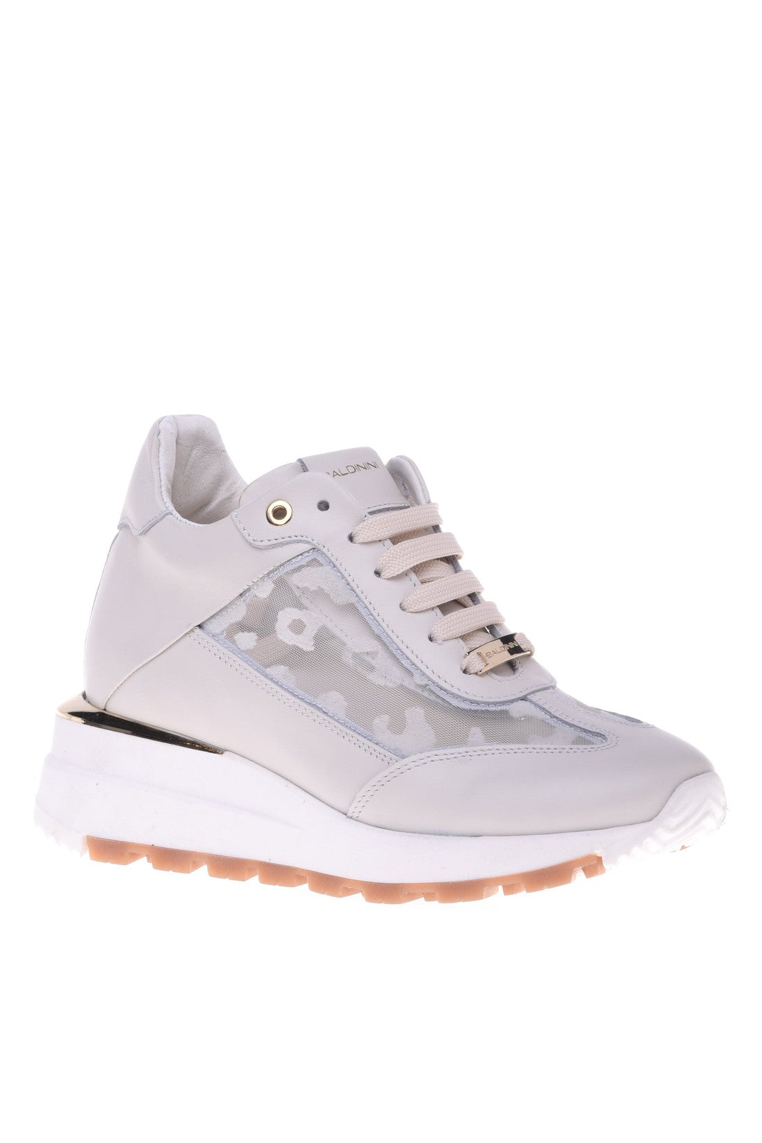 Sneaker in white nappa leather and lace