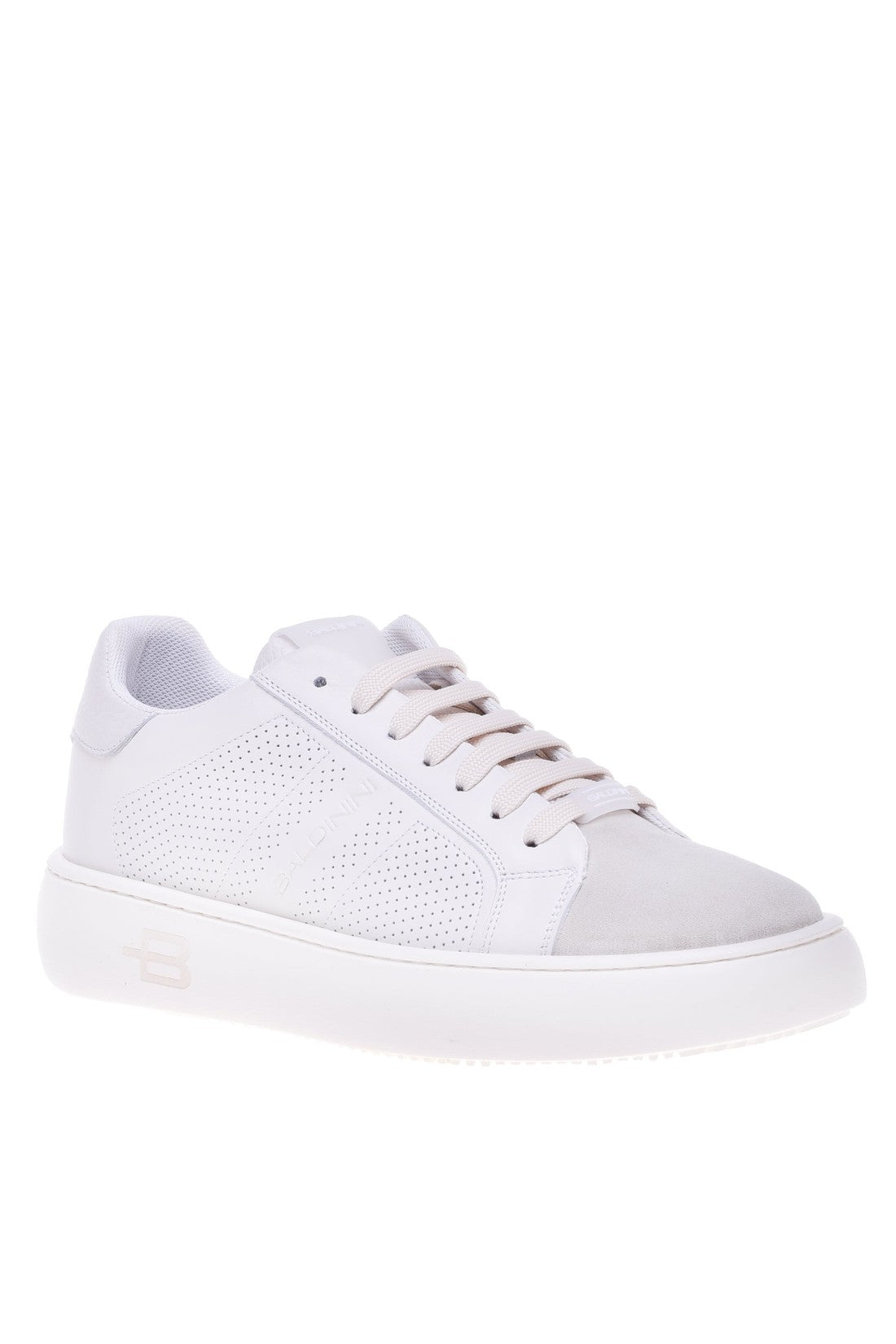 Sneaker in white suede and calfskin