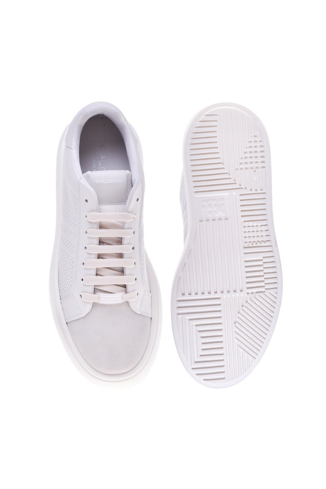Sneaker in white suede and calfskin