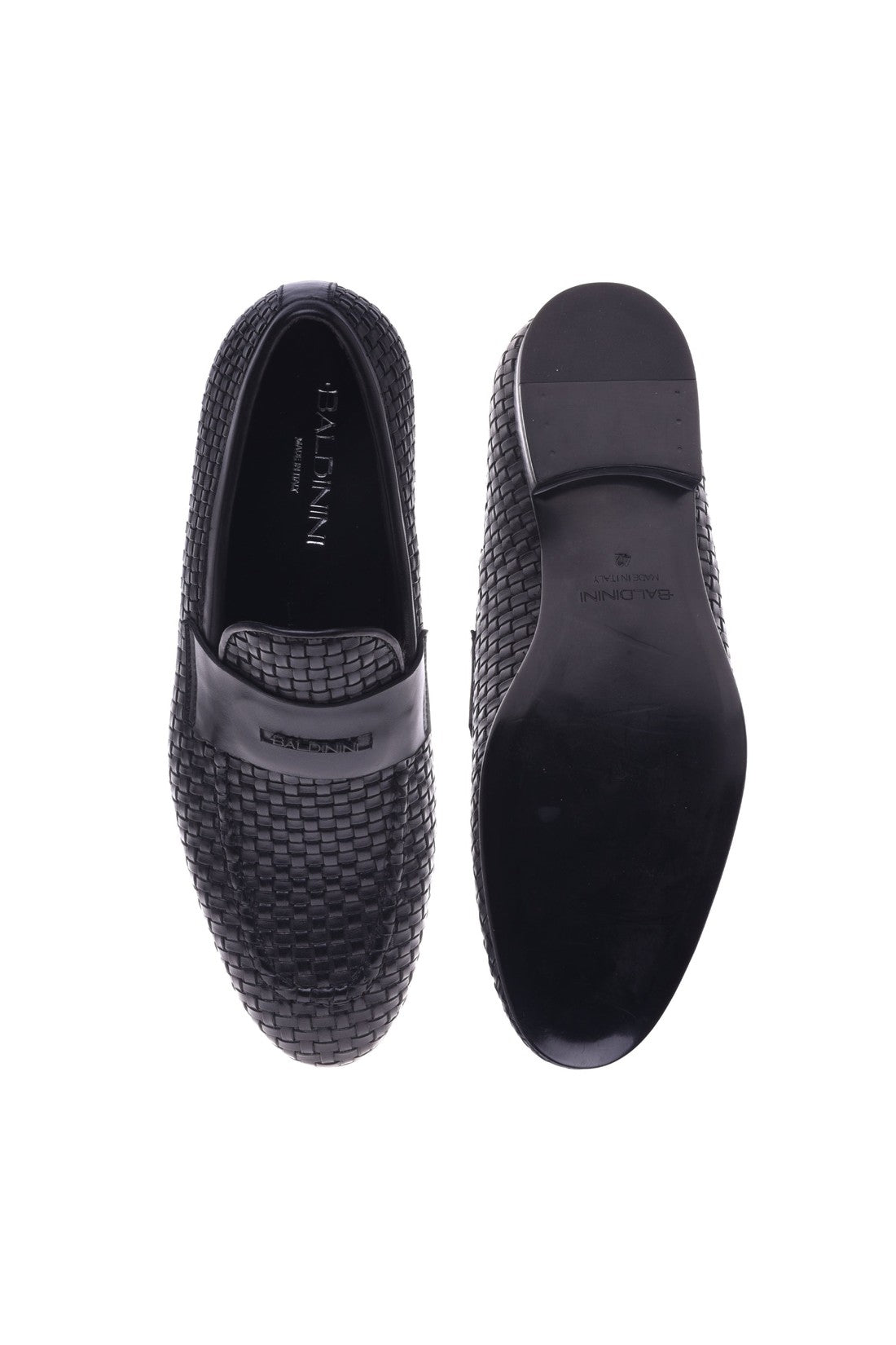 Woven leather loafer in black