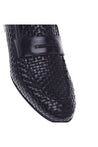 Woven leather loafer in black