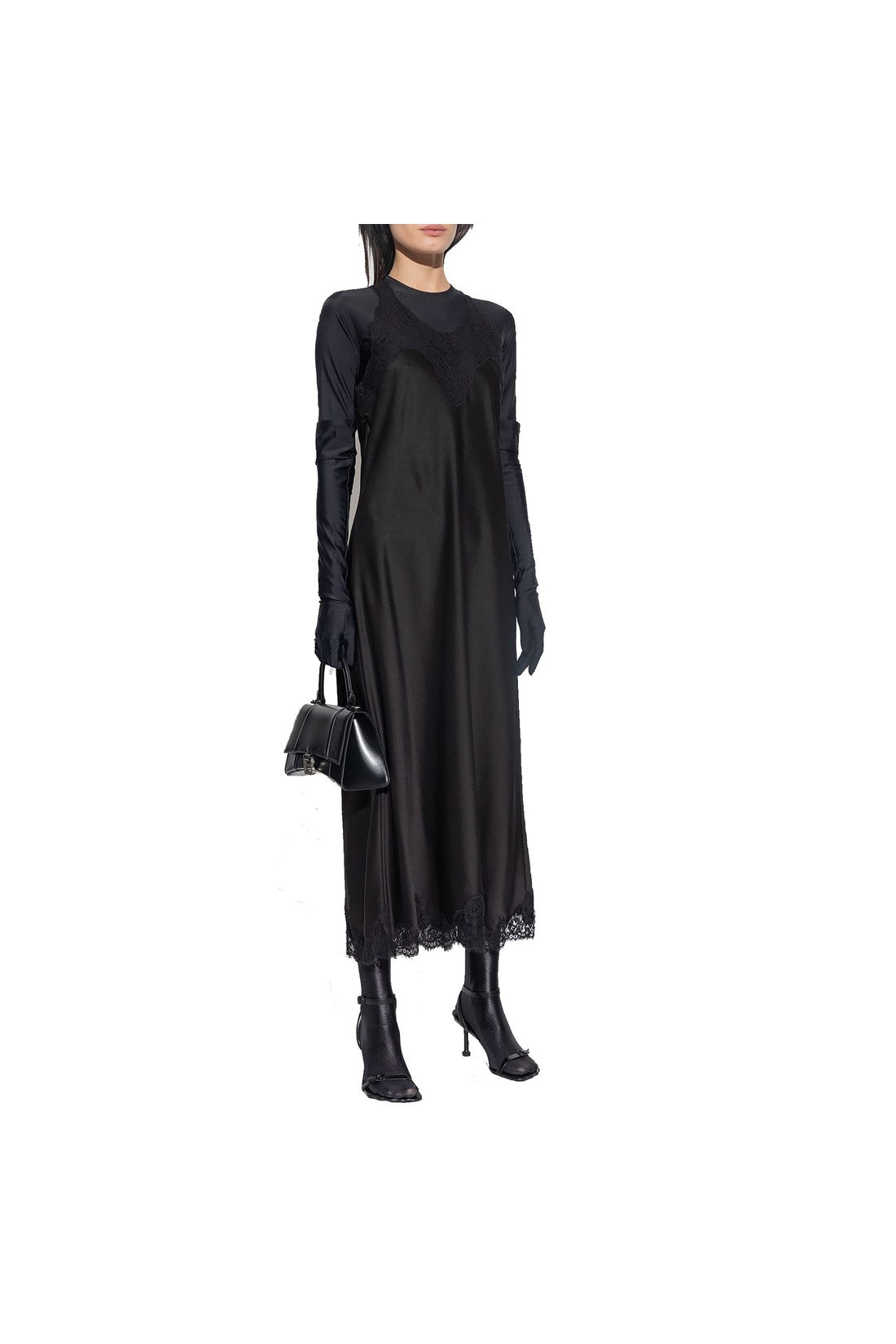 BALENCIAGA Satin Strappy Midi Dress