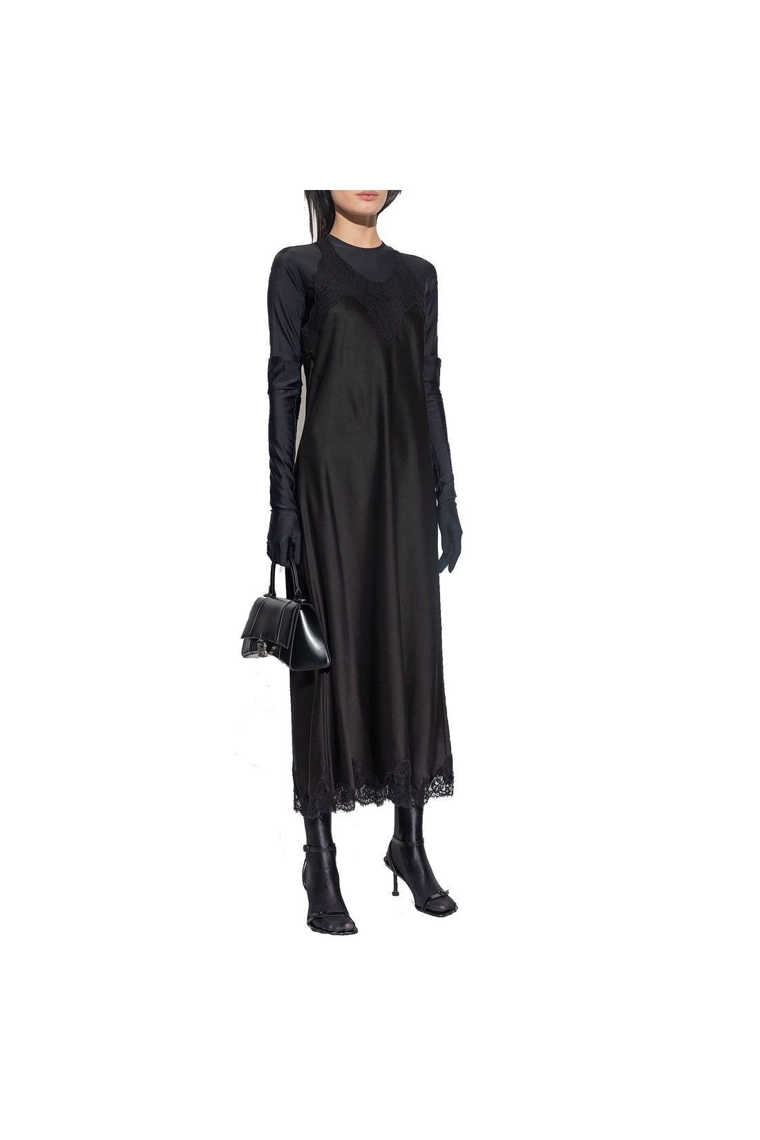 balenciaga satin dress Balenciaga Satin Long-Sleeve Maxi Dress