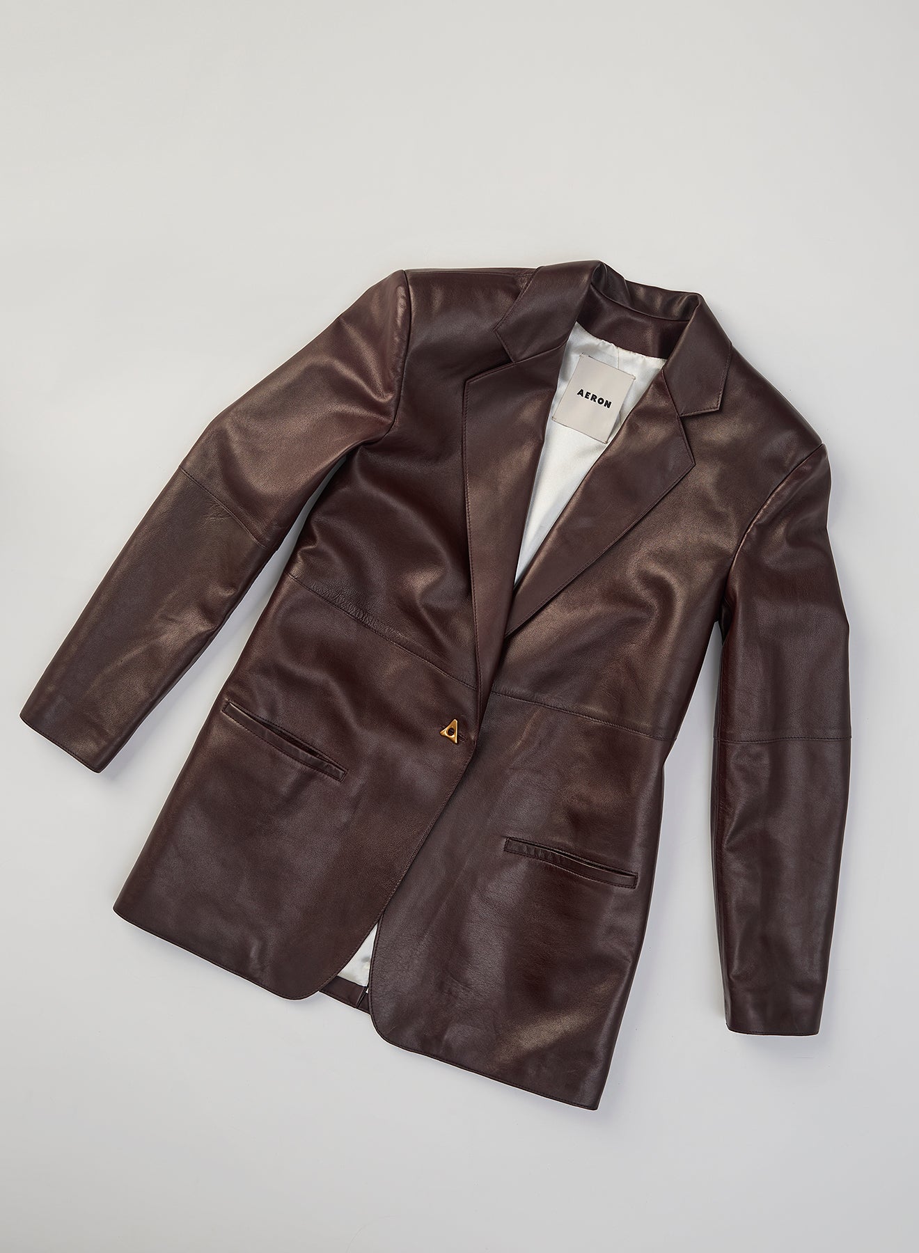AERON MERCEDES Leather blazer – mahagony
