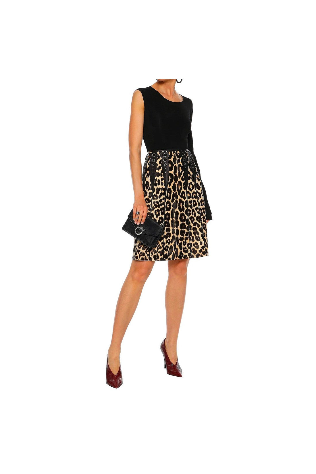 BOTTEGA VENETA-Bottega Veneta Leopard Print Calf Hair Skirt-WOMEN CLOTHING-Outlet-Sale