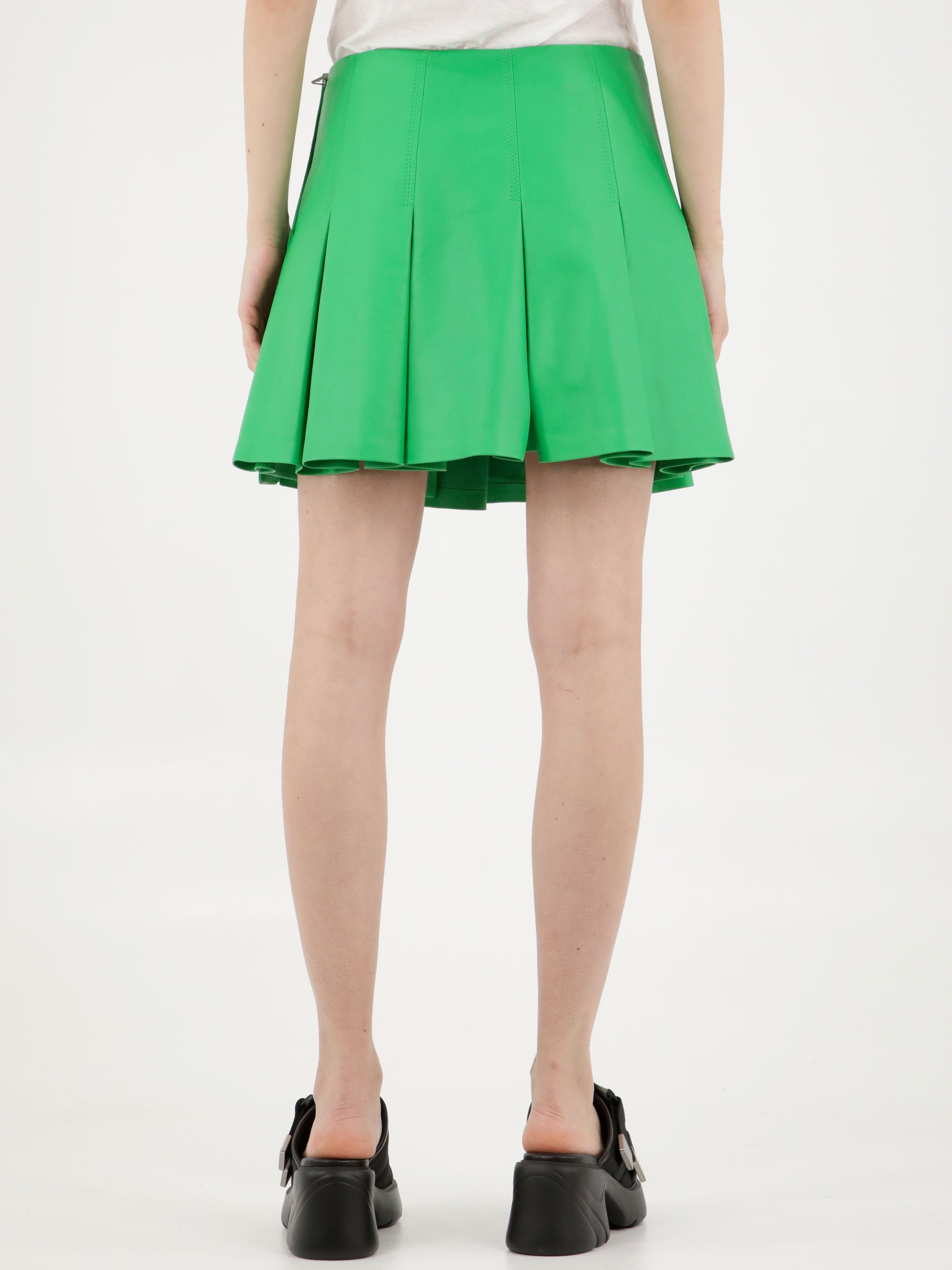 Green leather skirt