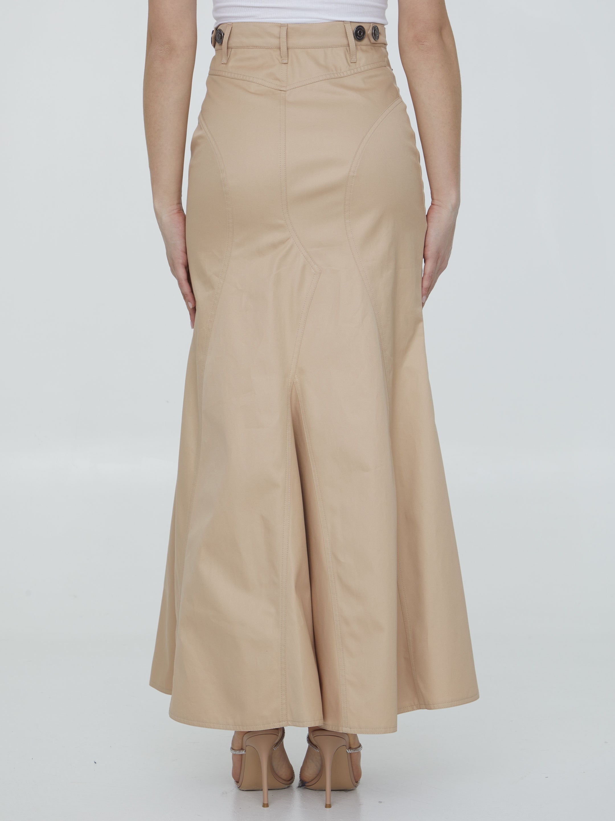 Cotton gabardine long skirt