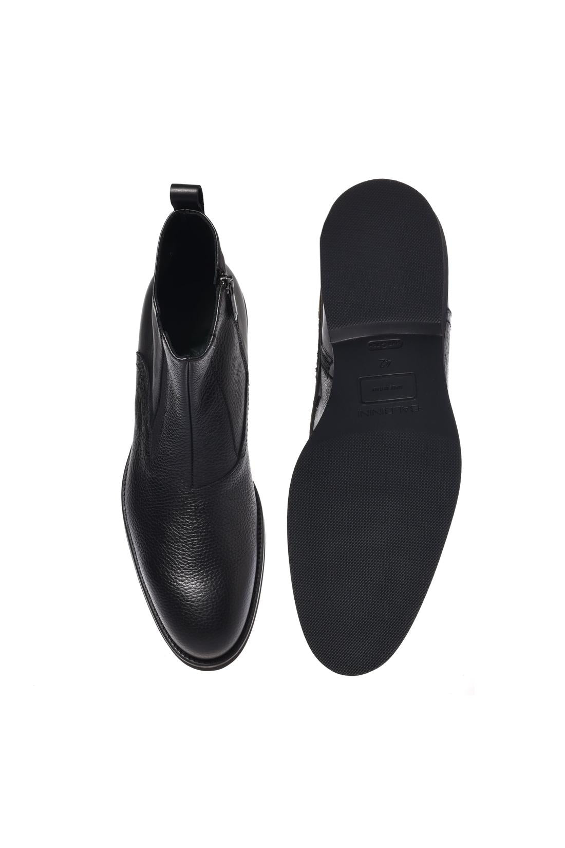 Ankle boot in black leather and tumbled leather-Baldinini-Sale