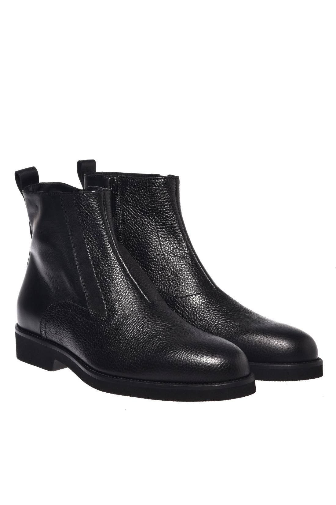 Ankle boot in black leather and tumbled leather-Baldinini-Sale