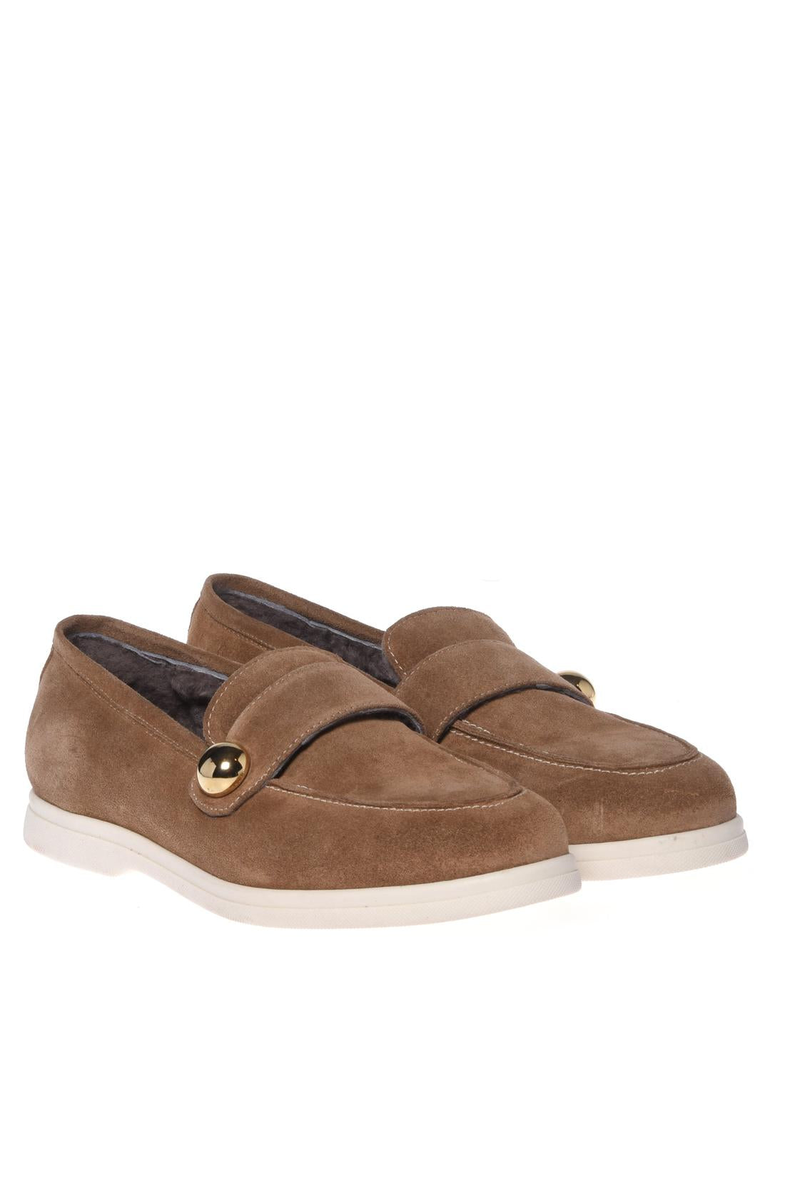 Beige suede leather loafers-Baldinini-Sale