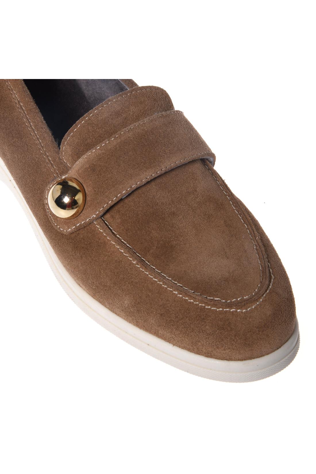 Beige suede leather loafers-Baldinini-Sale