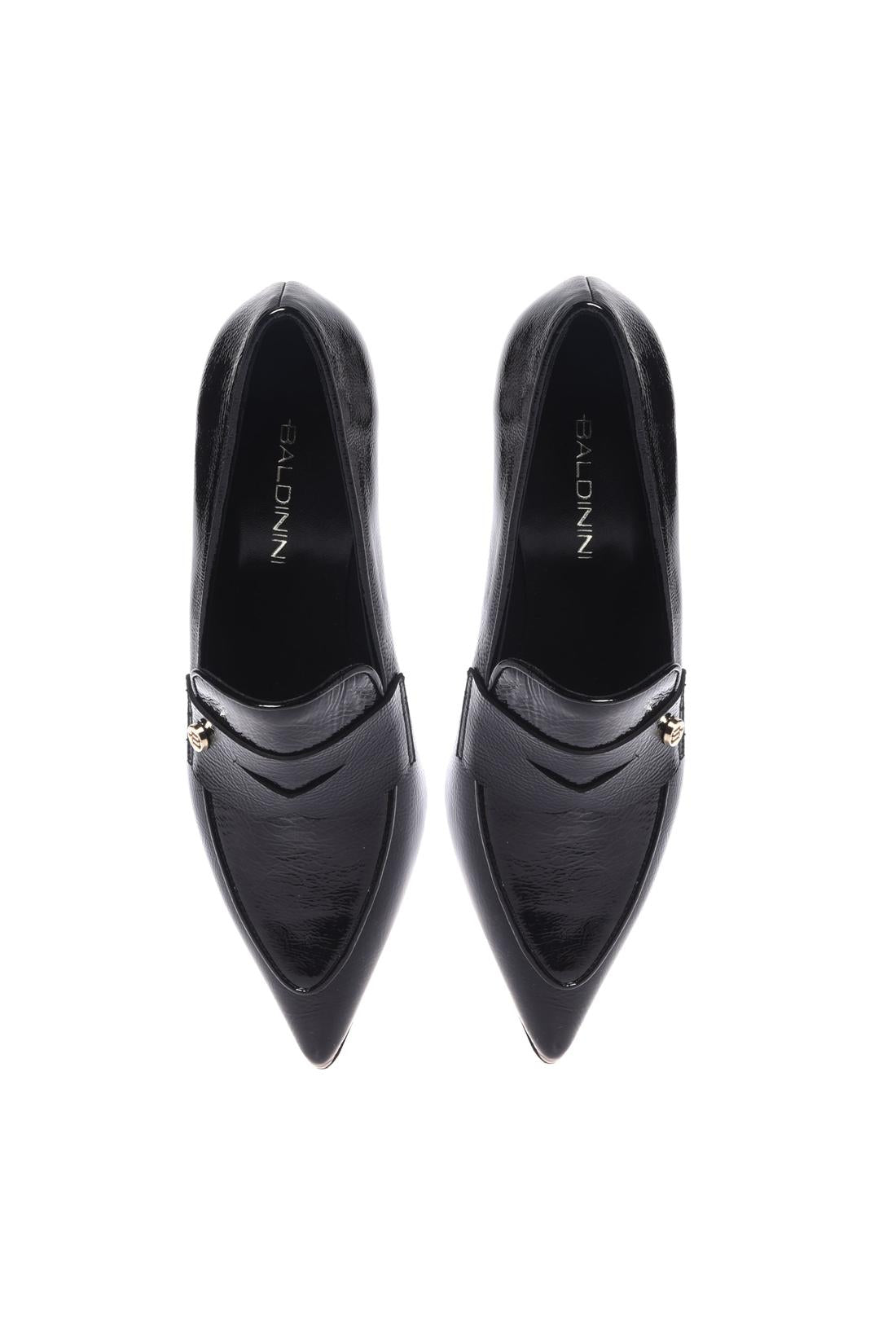 Black Naplak leather heeled loafers-Baldinini-Sale