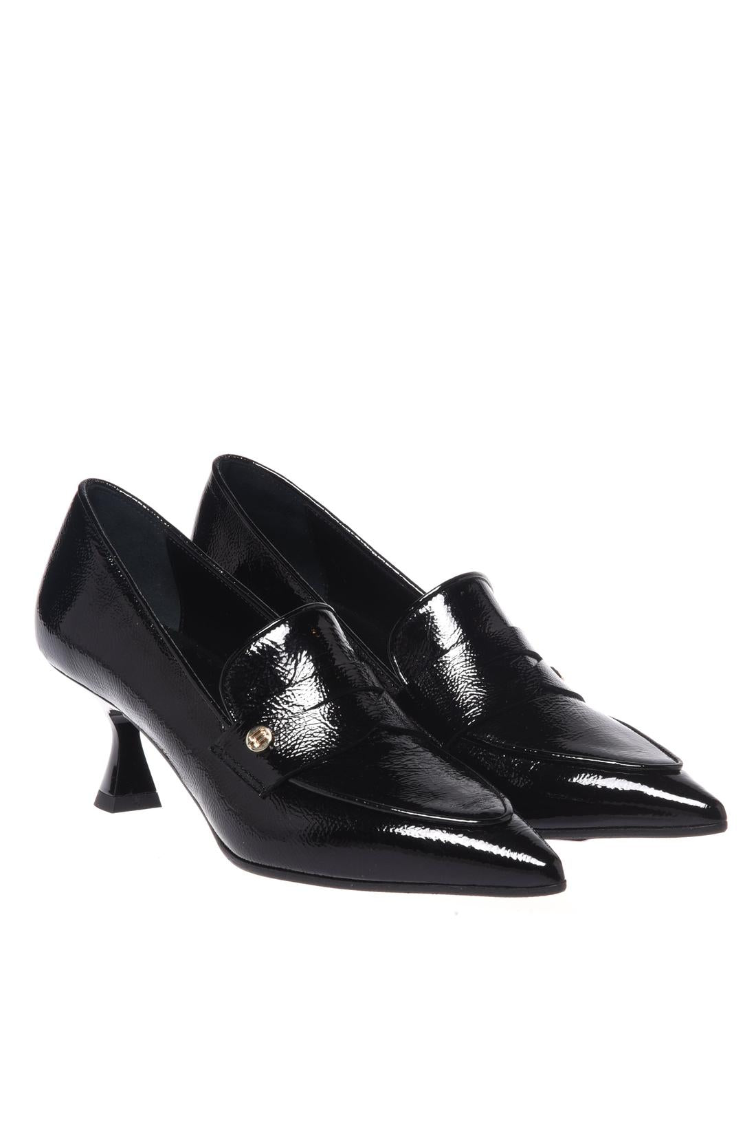 Black Naplak leather heeled loafers-Baldinini-Sale