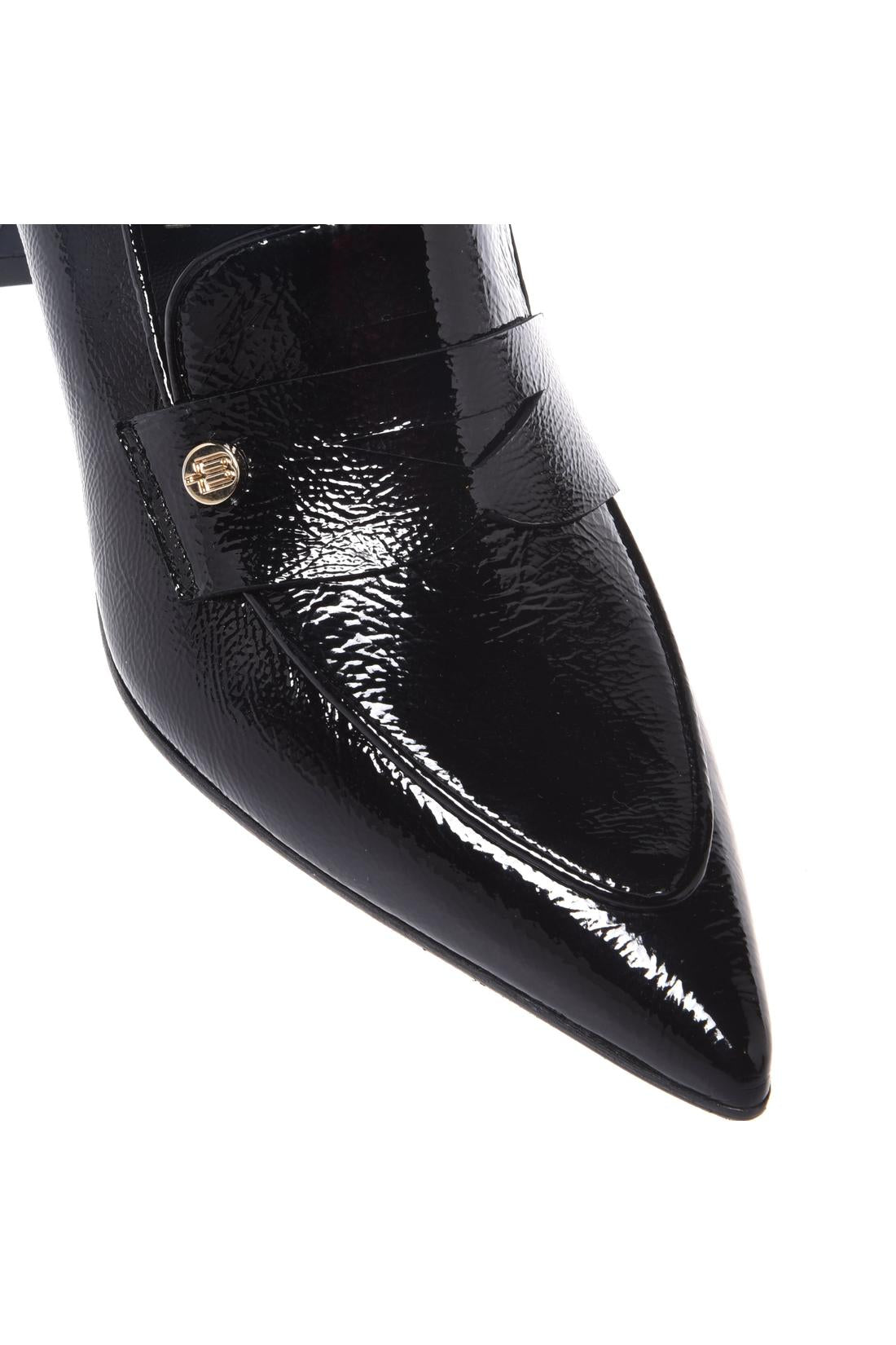 Black Naplak leather heeled loafers-Baldinini-Sale