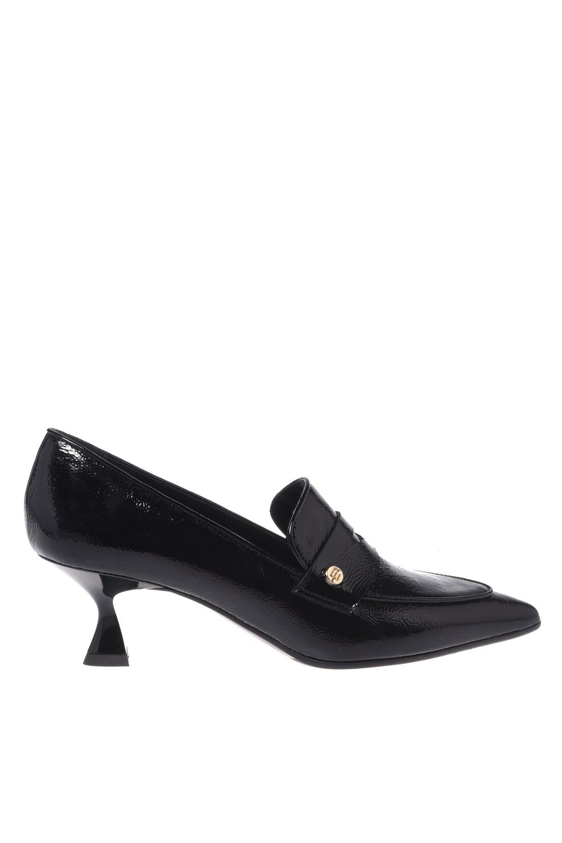 Black Naplak leather heeled loafers-Baldinini-Sale