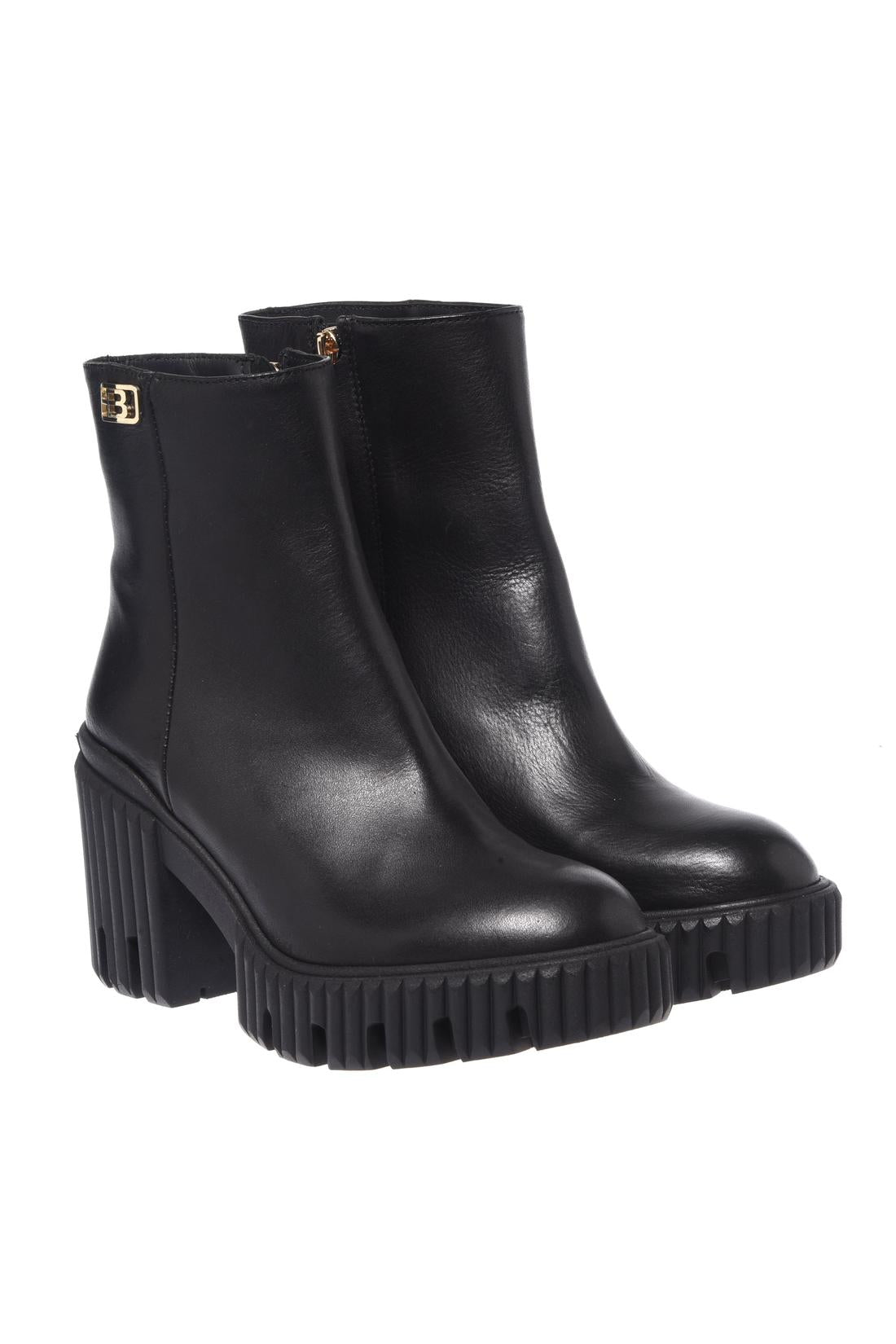 Black leather ankle boots-Baldinini-Sale