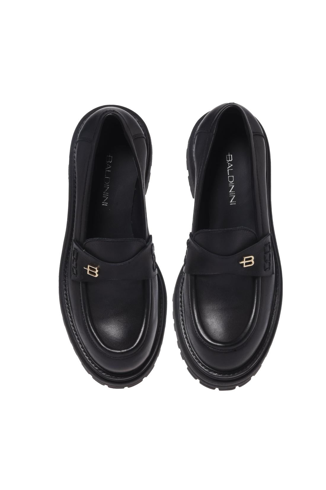 Black leather loafers-Baldinini-Sale