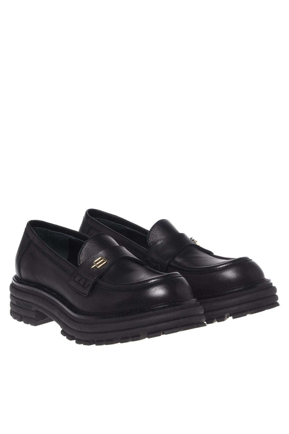 Black leather loafers-Baldinini-Sale