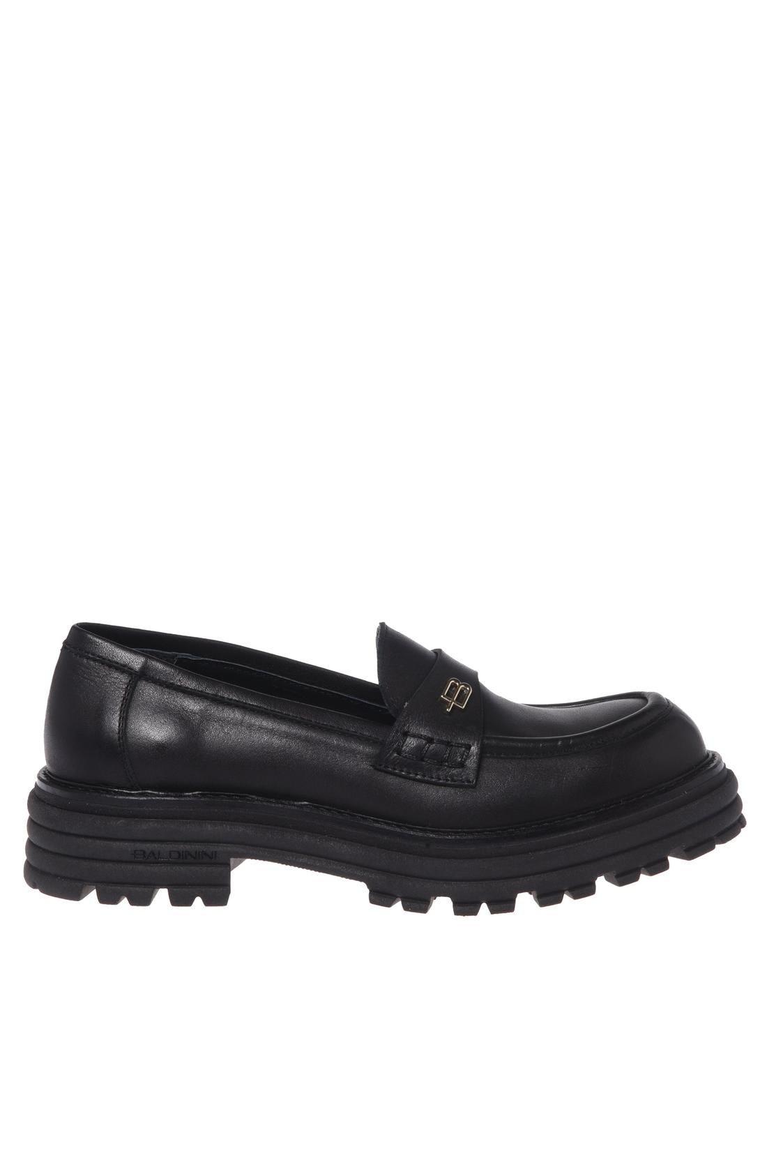 Black leather loafers-Baldinini-Sale