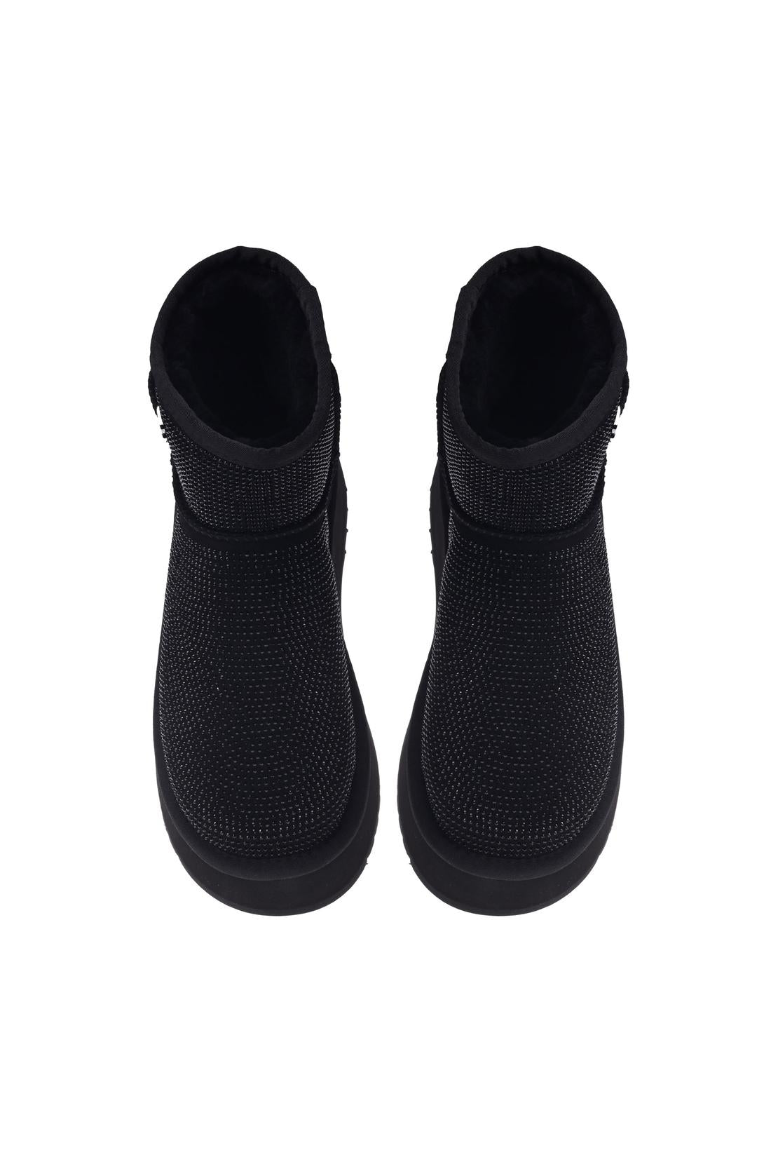 Black suede ankle boot with rhinestones-Baldinini-Sale