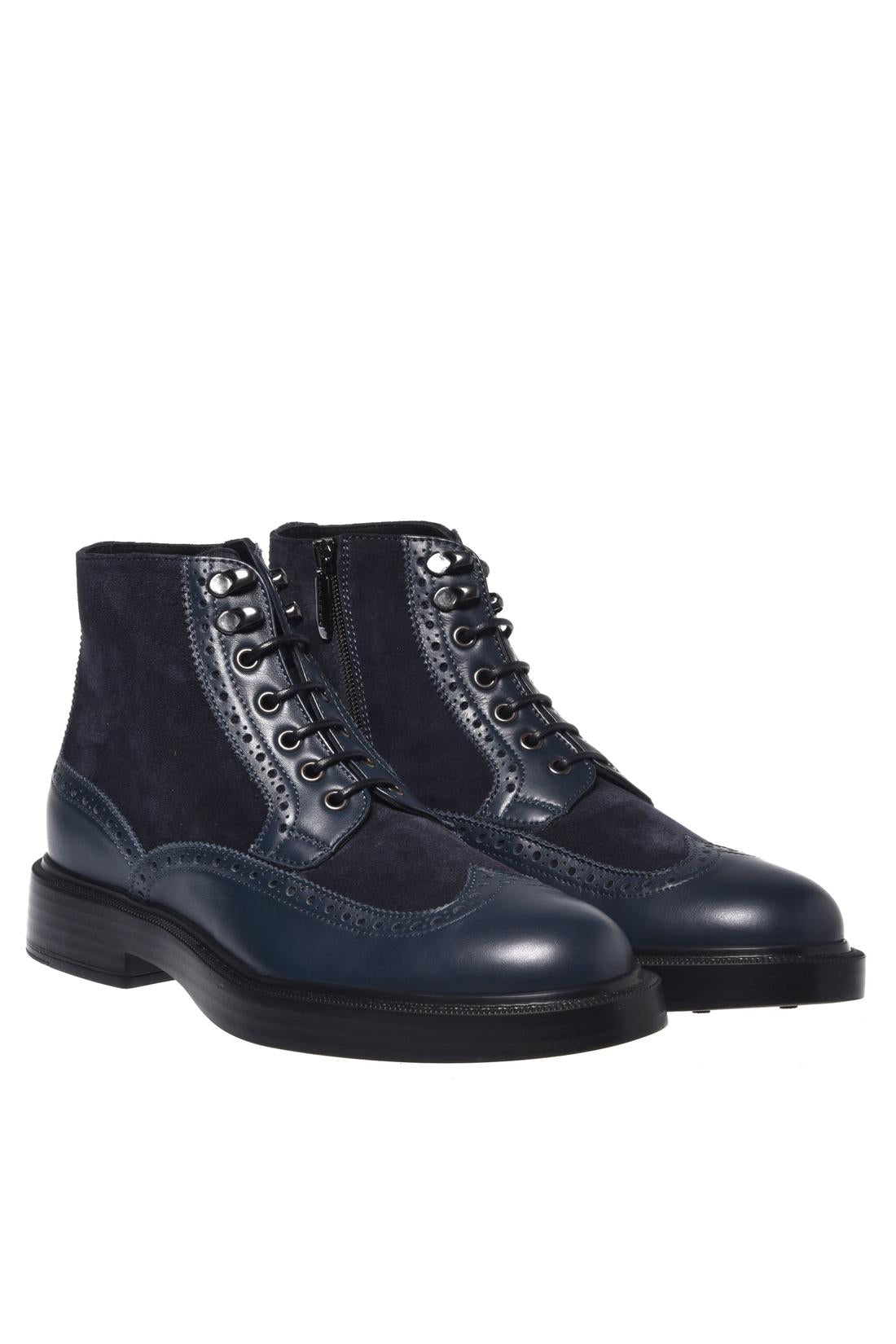 Boot in blue leather and suede-Baldinini-Sale