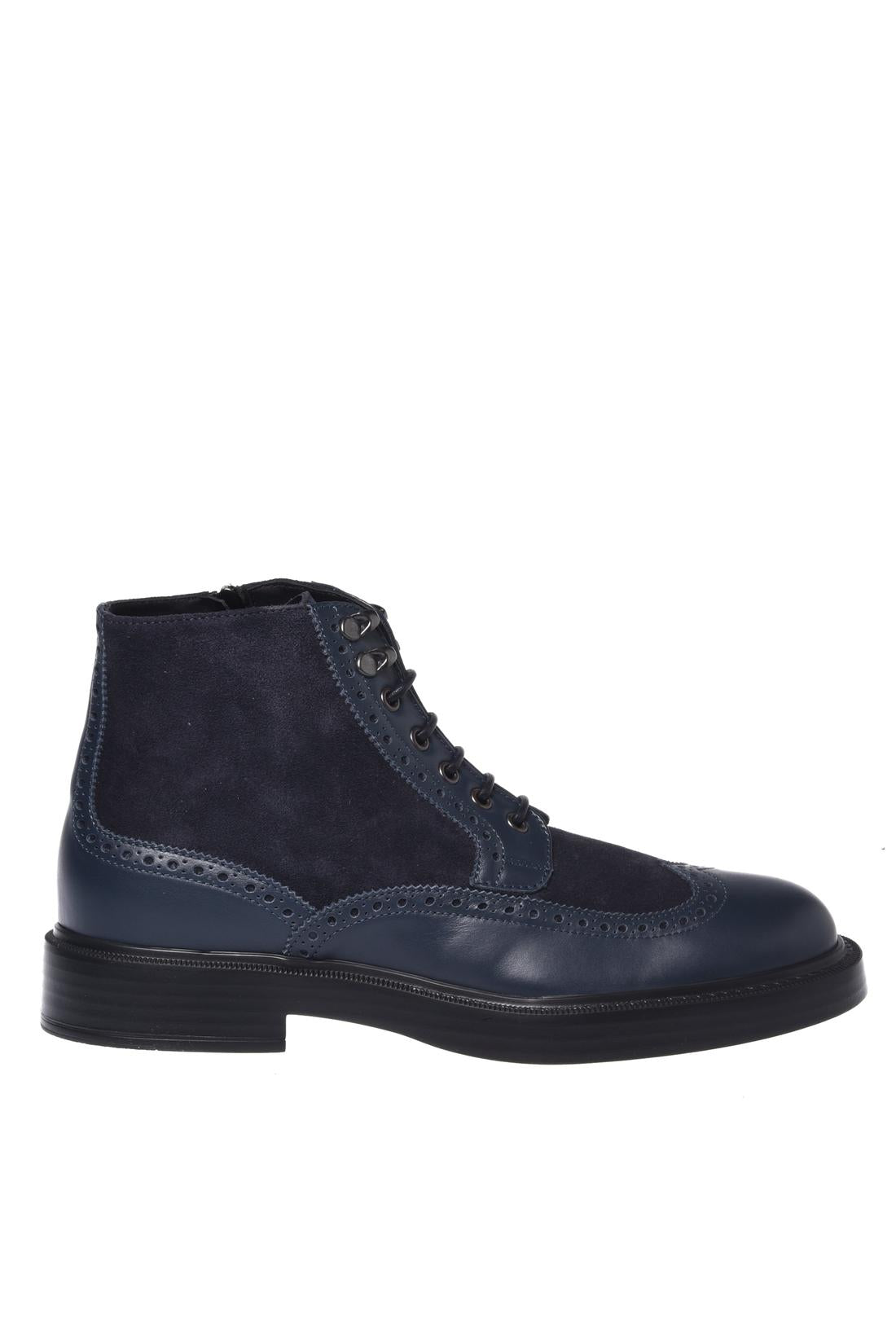 Boot in blue leather and suede-Baldinini-Sale