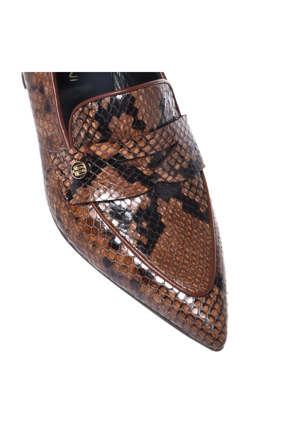 Brown snake print heeled loafers-Baldinini-Sale